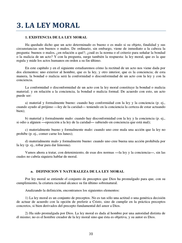 Ley Moral | PDF | Moralidad | La Ley natural