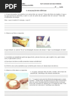 1ª AVALIAÇÃO DE CIÊNCIAS 8ª