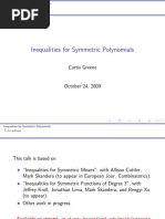 Inequalities For Symmetric Polynomials: Curtis Greene