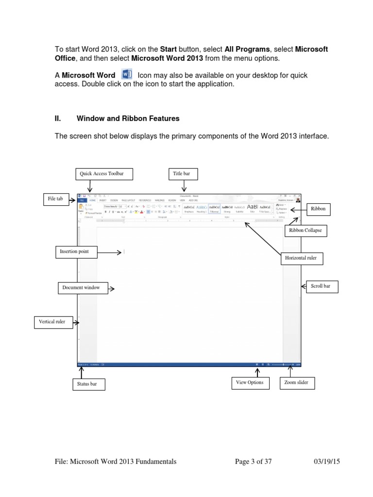 Word 2013 Interface Basics | PDF
