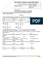 X Maths Mid Term Question Paper (2021-22)