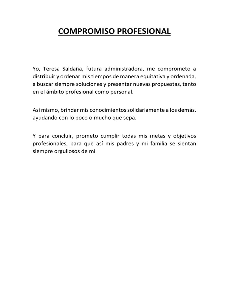 Compromiso Profesional de Teresa Saldaña | PDF