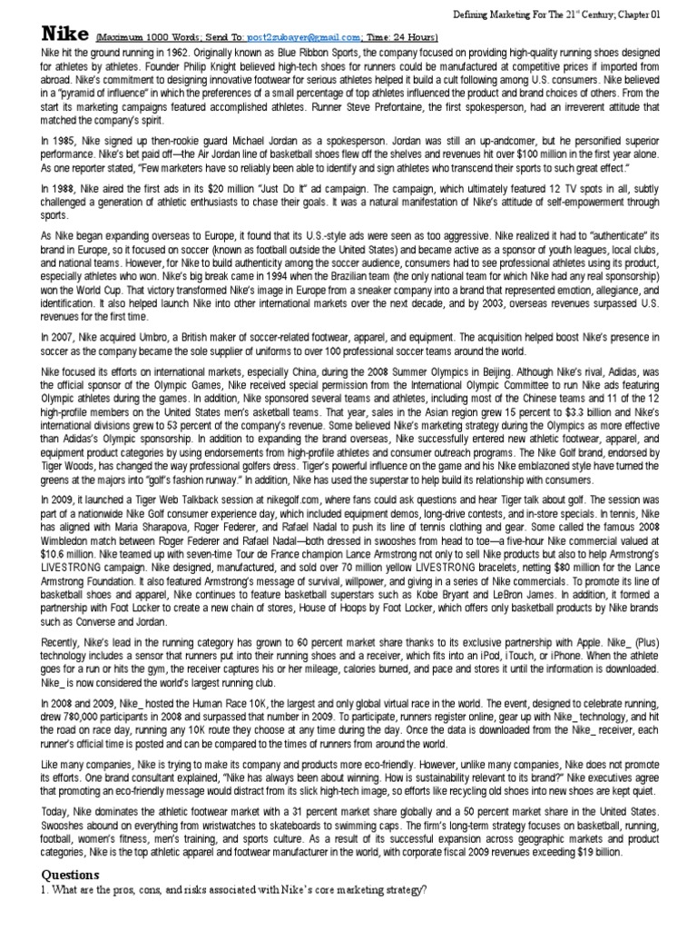 Assignment 01 - Case 01 - Nike | PDF | Nike | Brand