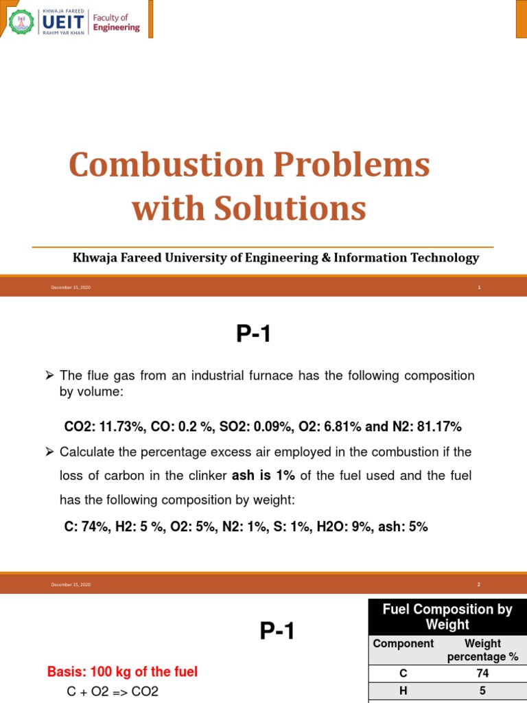 Combustion Problems and Solutions Guide | PDF | Combustion | Carbon Dioxide