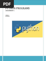 Python Programs: Assignment 1