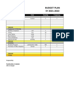 Budget Plan SY 2021-2022: Item Units Quantity Frequency