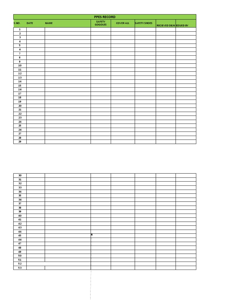 PPE Inventory Record for AESPL Project | PDF
