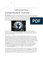 Reading: Structural-Functional Theory Sociological Paradigm #1: Functionalism