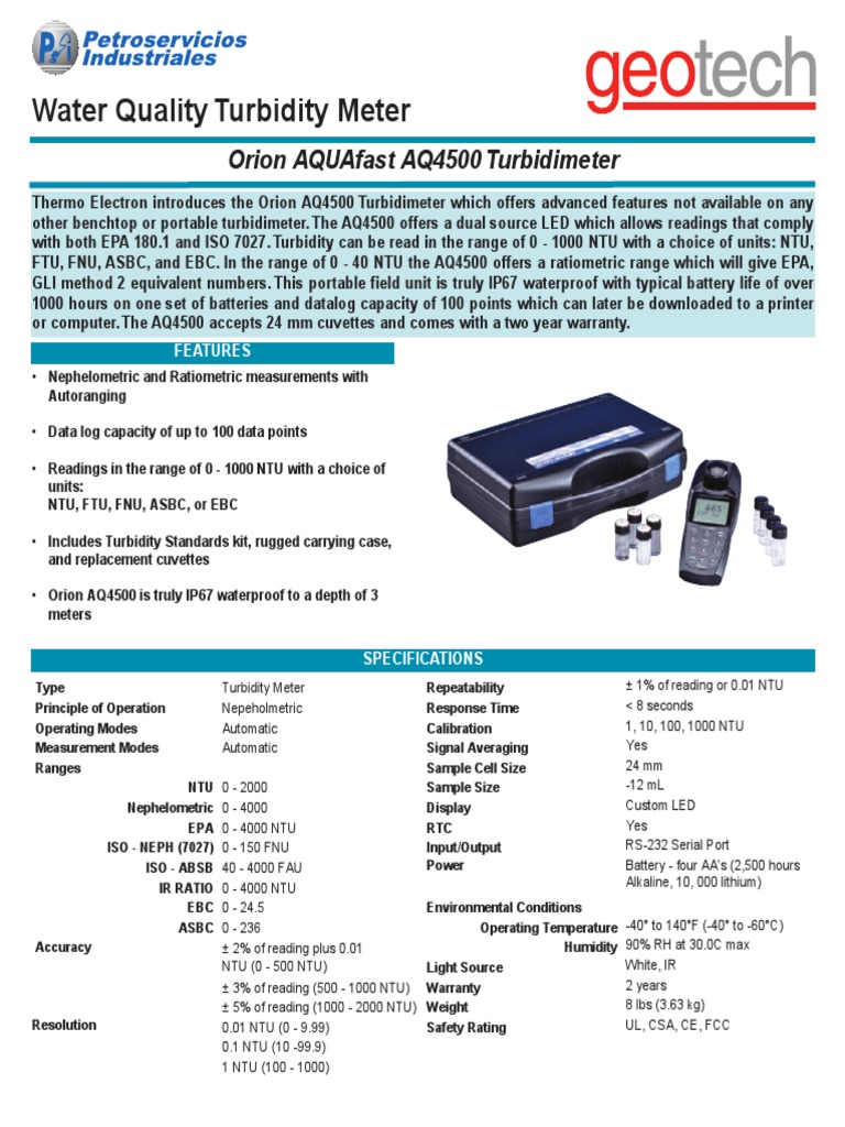 Water Quality Turbidity Meter Orion Aquafast Aq4500 Turbidimeter