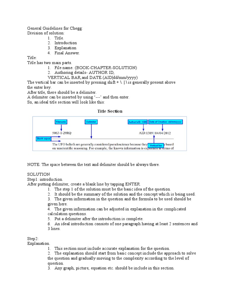 Chegg Solution Formatting Guidelines | PDF | Multiple Choice | Paragraph