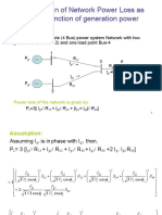 Expression of Network Power Loss As A Function of Generation Power