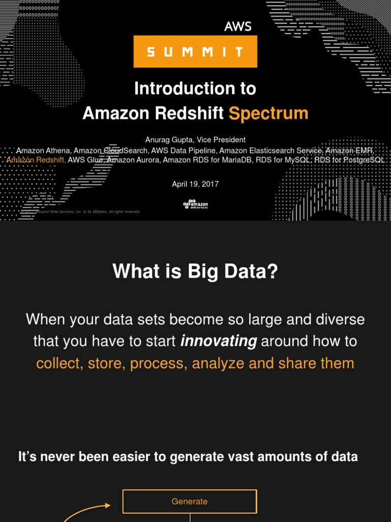 BDA305 NEW LAUNCH! Intro To Amazon Redshift Spectrum - Now Query ...
