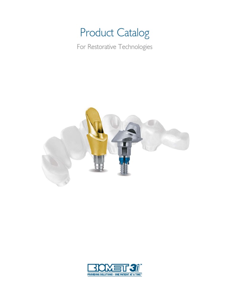 3I Biomet CATALOGO PDF Dental Implant Dentistry