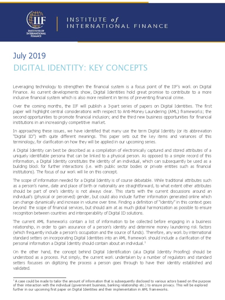 Key Concepts Iif Digital Id PDF Money Laundering Identity Document