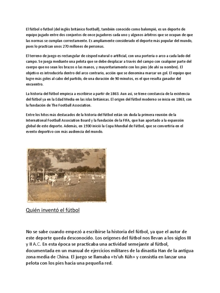 Historia y Evolución del Fútbol | PDF | Asociación de Futbol | Deportes ...