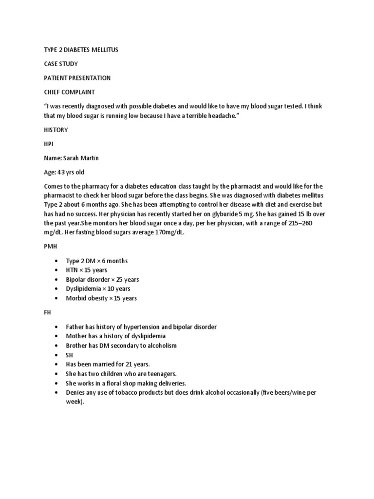 Diabetes Mellitus Type 2 Case Study | PDF | Antipsychotic ...
