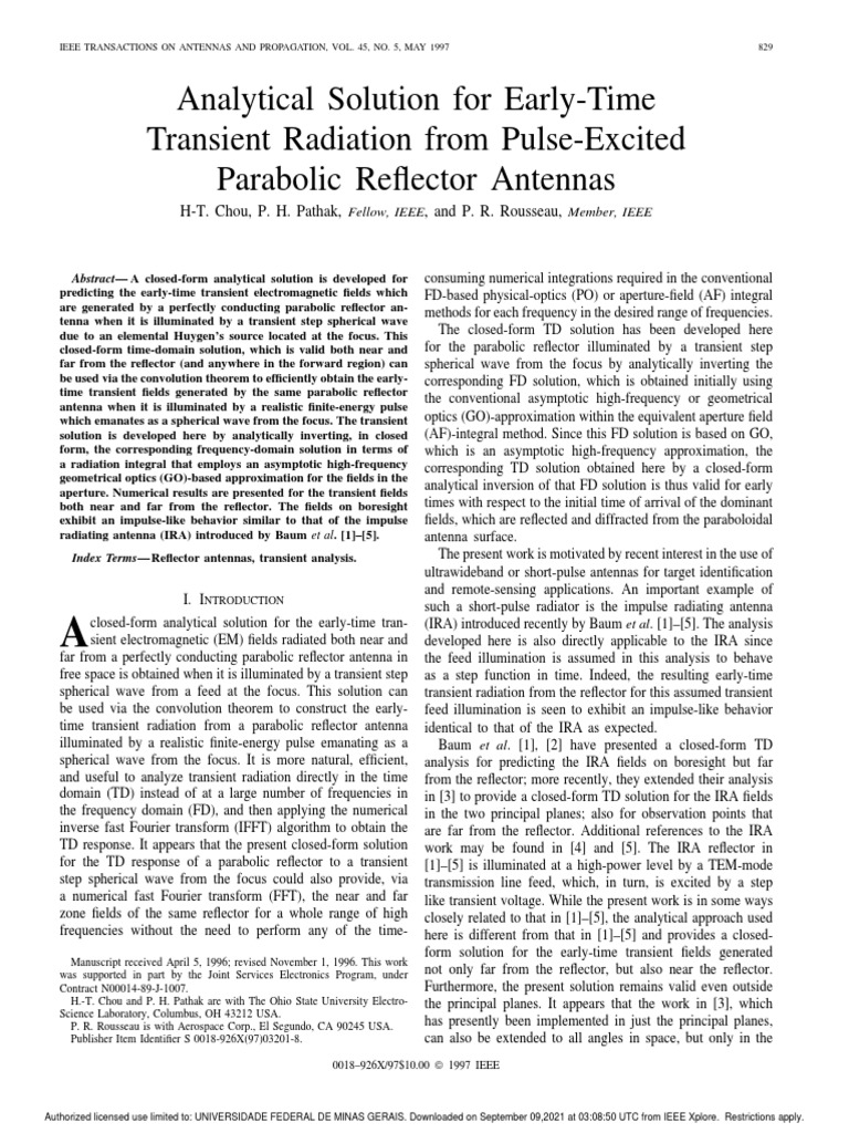 Analytical Solution For Early-Time Transient Radiation From Pulse ...