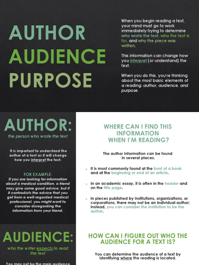Author, Audience, Purpose | PDF | Career & Growth | Self-Improvement