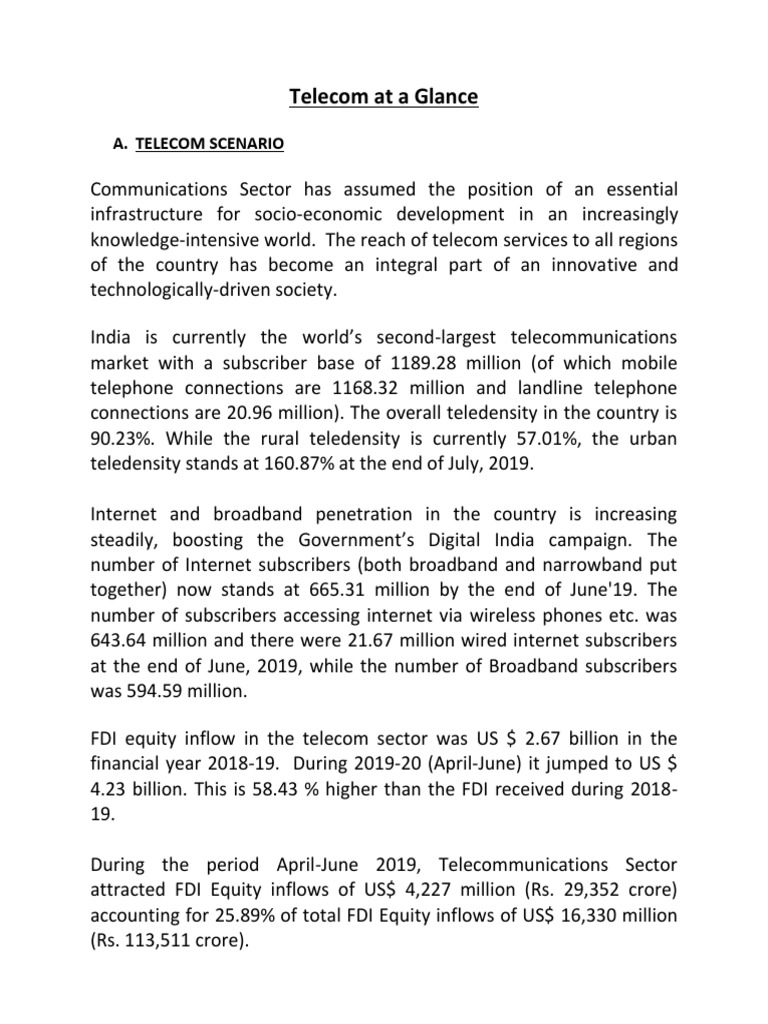 India's Telecom Growth Overview | PDF | Telecommunications ...
