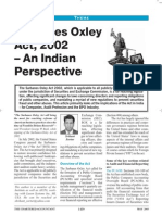 SOX Act 2002 - An Indian Perspective