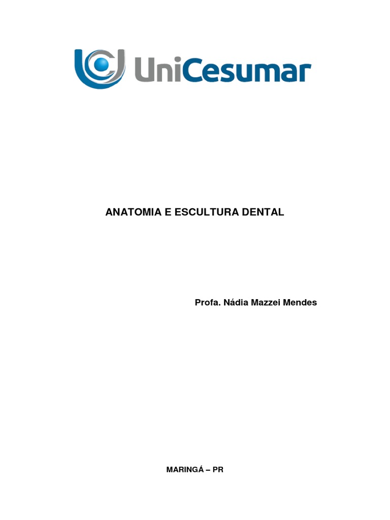 Apostila De Anatomia E Escultura Dental Pdf Dente Boca