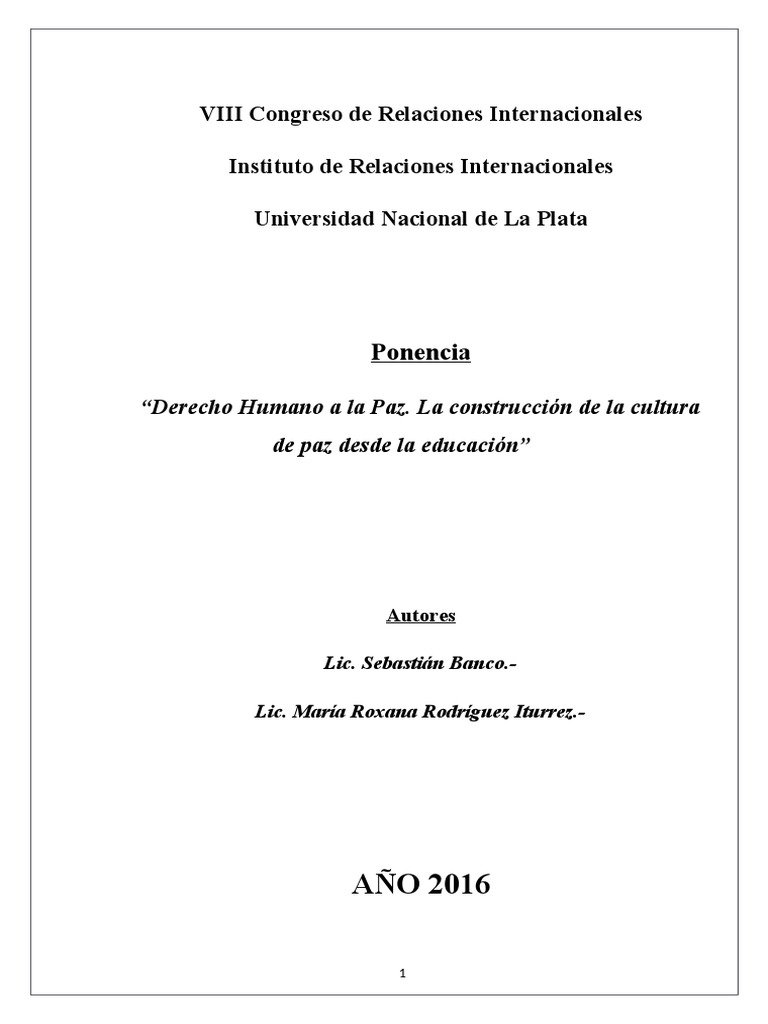 Derecho Humano A La Paz | PDF | Derechos humanos | Paz