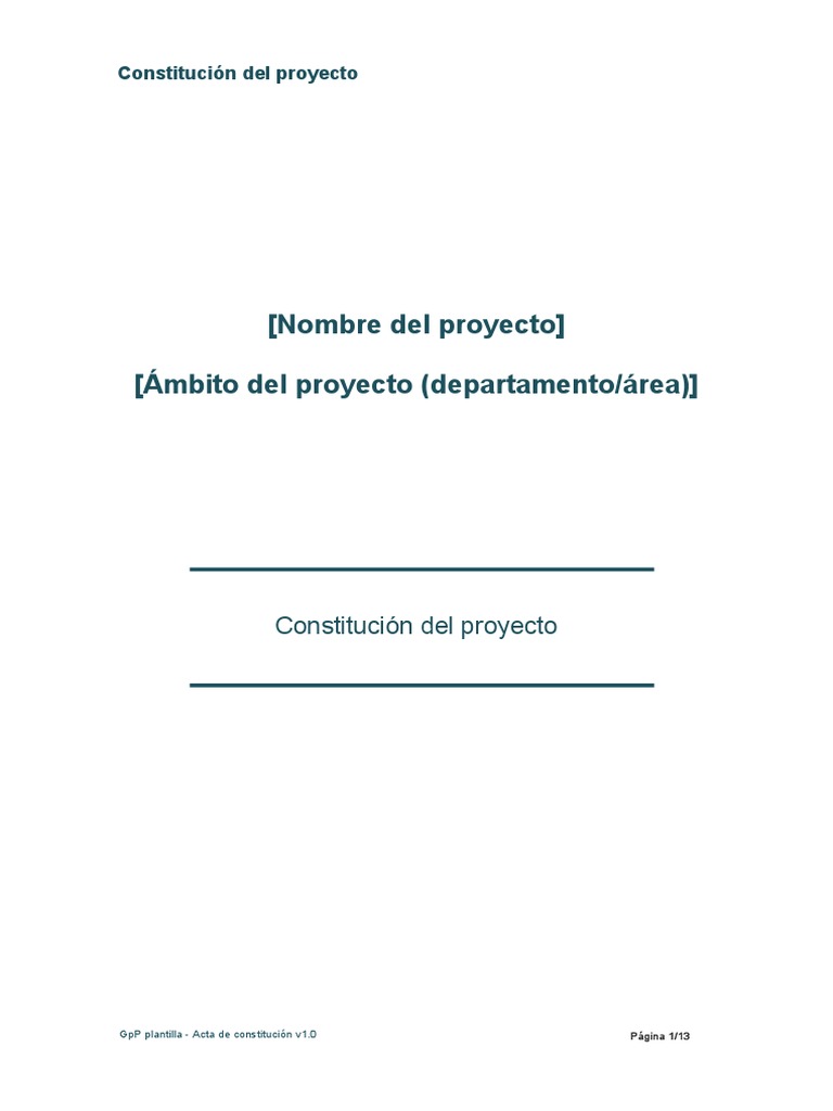 Acta de Constitución del Proyecto | PDF | Presupuesto
