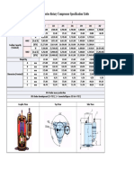 Matsushita Compressor and Motor J-Series Rotary Compressor Specification Table