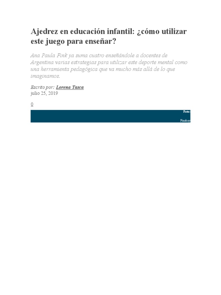 Ajedrez como herramienta educativa infantil | PDF | Ajedrez | Aprendizaje