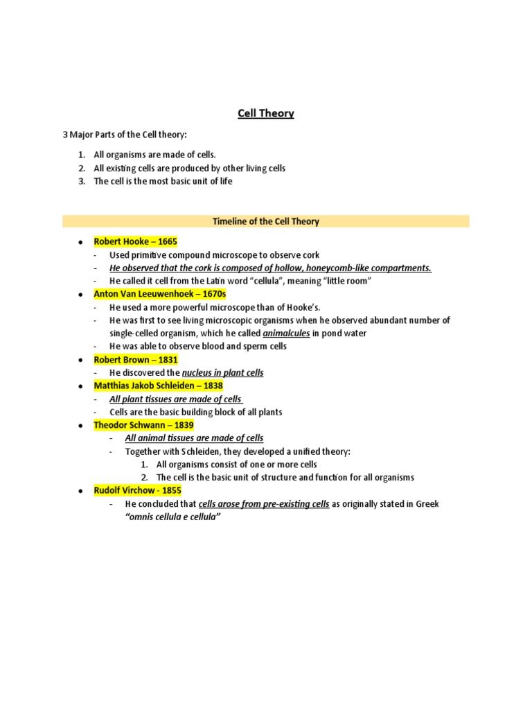 Cell Theory Notes PDF