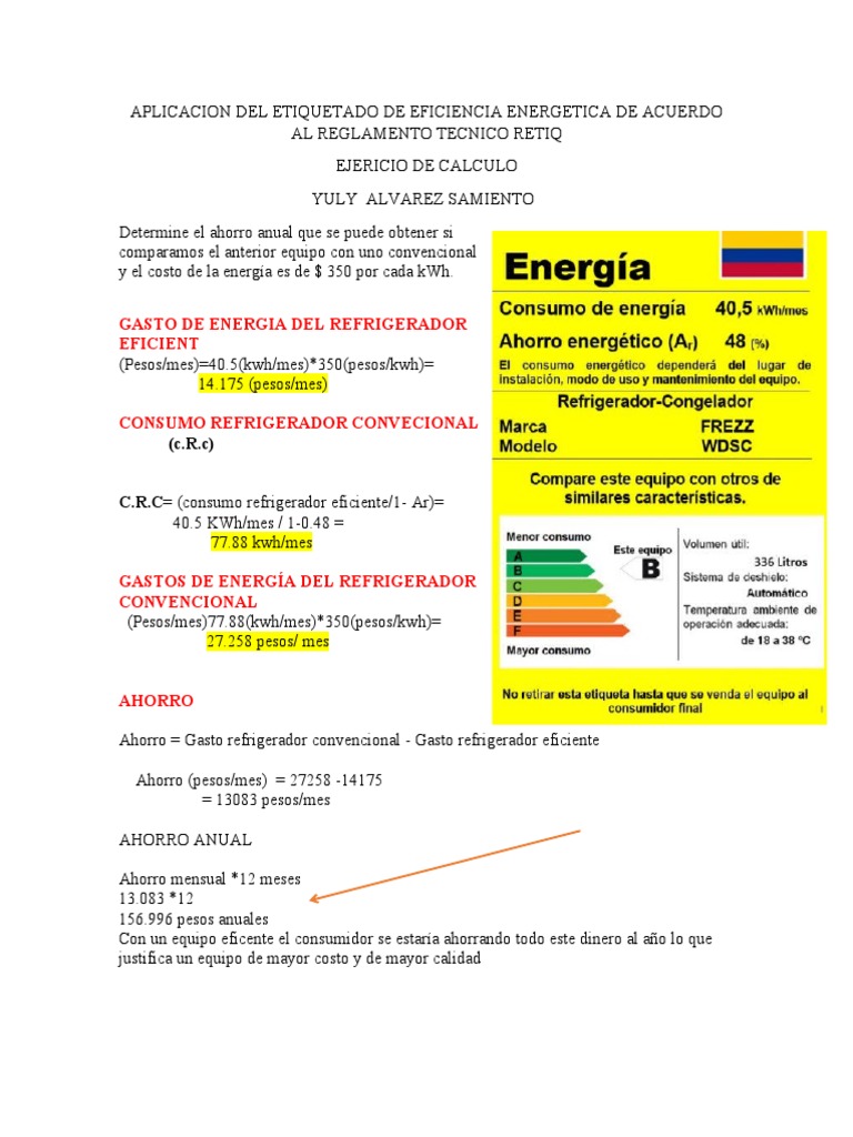 Aplicacion Del Etiquetado de Eficiencia Energetica de Acuerdo Al ...