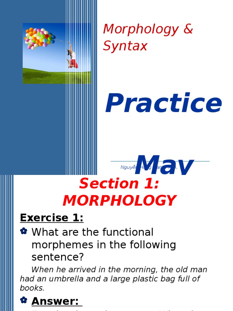 Morpho Syntax Practice Compress | PDF | Morphology (Linguistics) | Word
