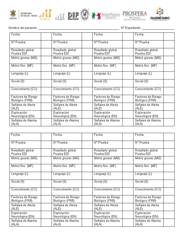 Formato de Registro Pruebas EDI | PDF | Especialidades Medicas ...