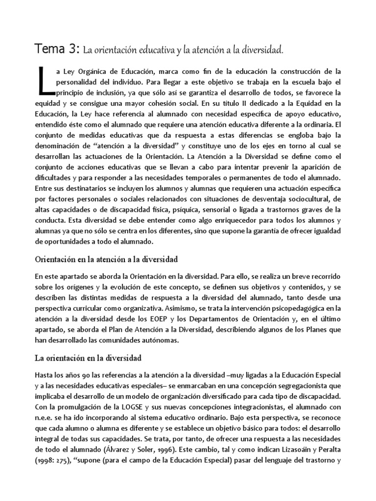 Inclusión y Diversidad Educativa | PDF | Plan de estudios | Aprendizaje
