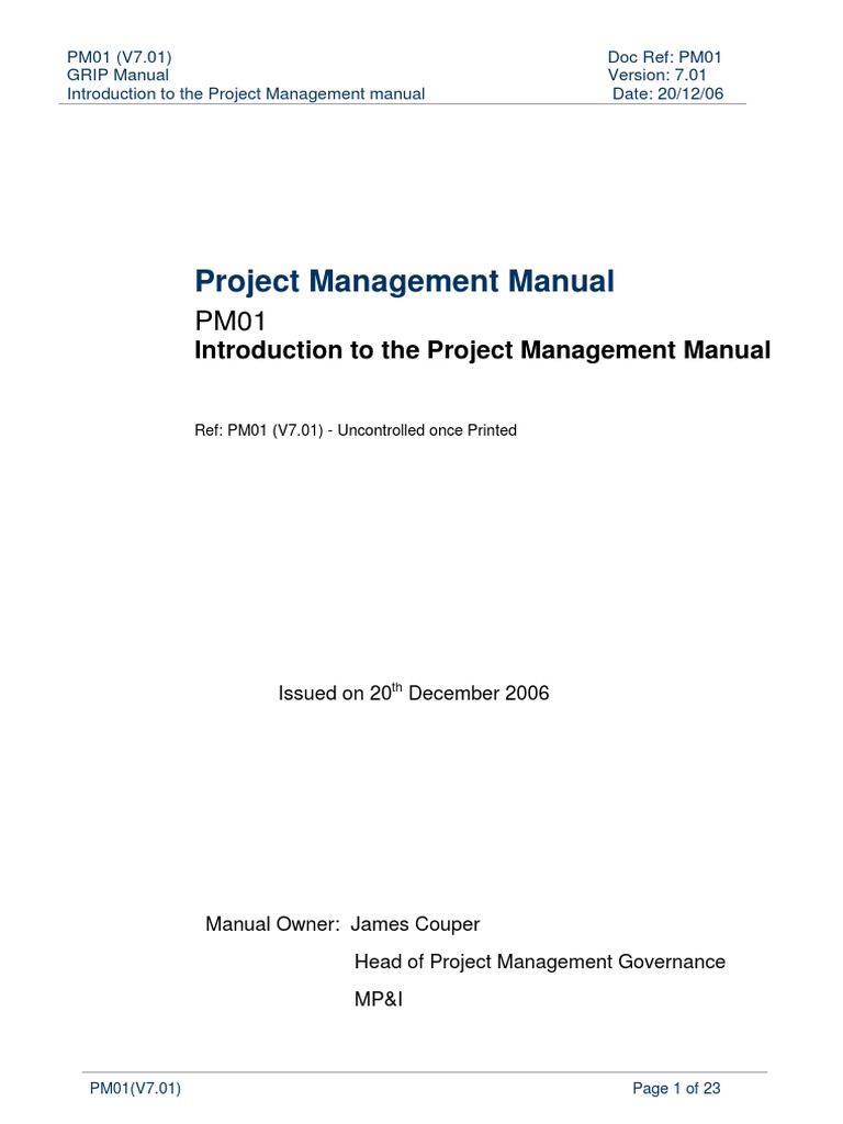 Project Management Manual Overview | PDF | Project Management | Life ...
