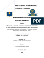 Influencia de La Aplicación Comparativa de Técnicas de Comprensión de Textos para Mejorar La Comp