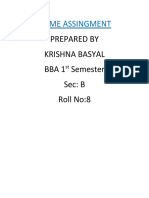 Home Assingment: Prepared by Krishna Basyal Bba 1 Semester Sec: B Roll No:8
