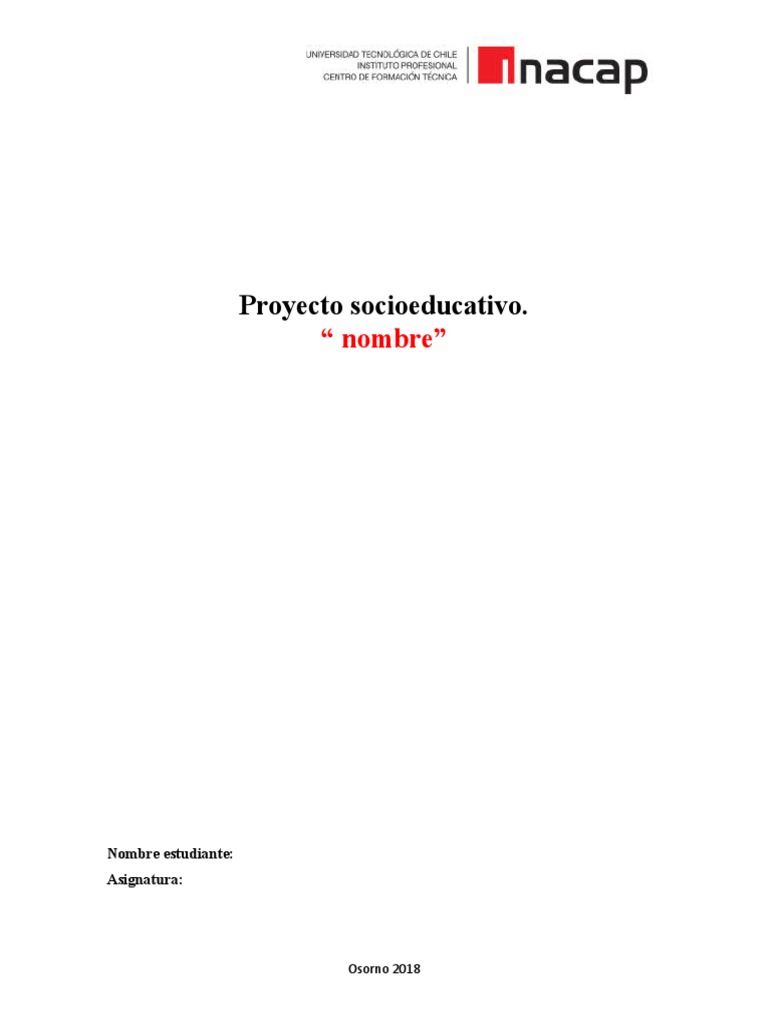 Proyecto Socioeducativo INACAP Osorno | PDF | Presupuesto | Cognición