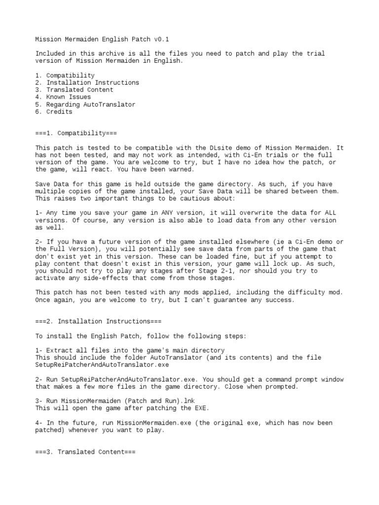 Mission Mermaiden English Patch Guide | PDF | Computer File | Software ...