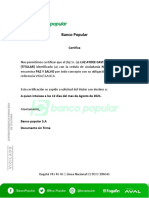 Certificado de paz y salvo de tarjeta de crédito VISA Clásica