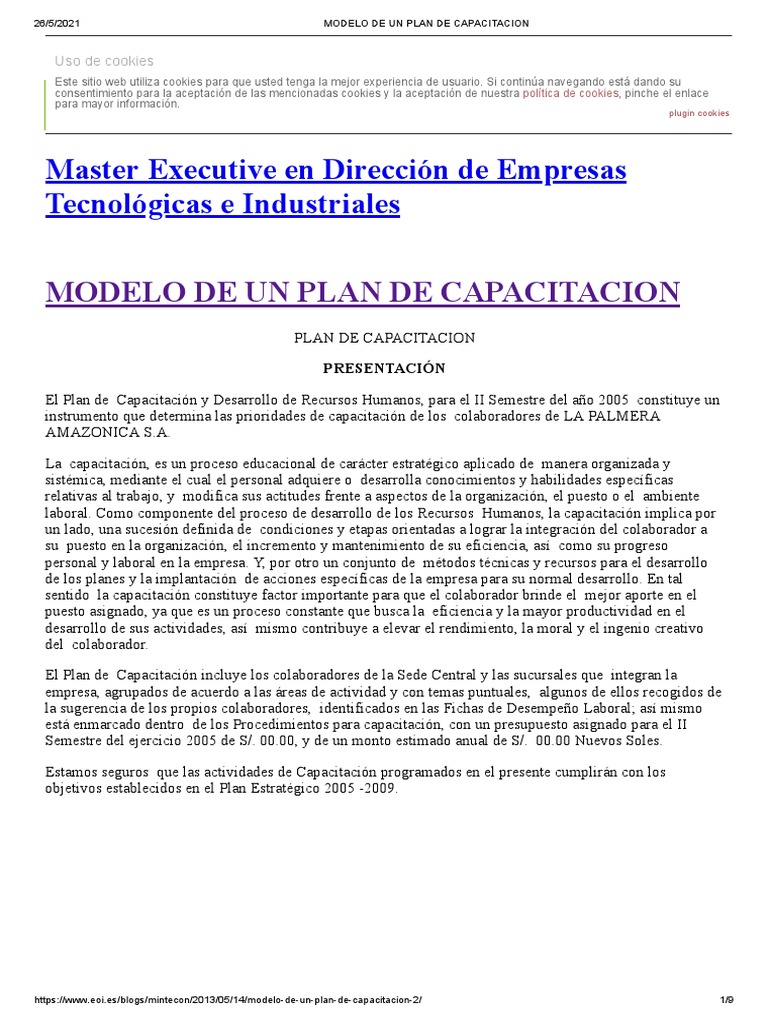 Modelo de Un Plan de Capacitacion | PDF | Gestión de recursos humanos ...