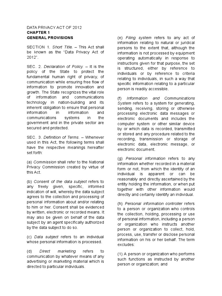 Data Privacy Act Bioethics Week 12 | PDF | Information Privacy ...