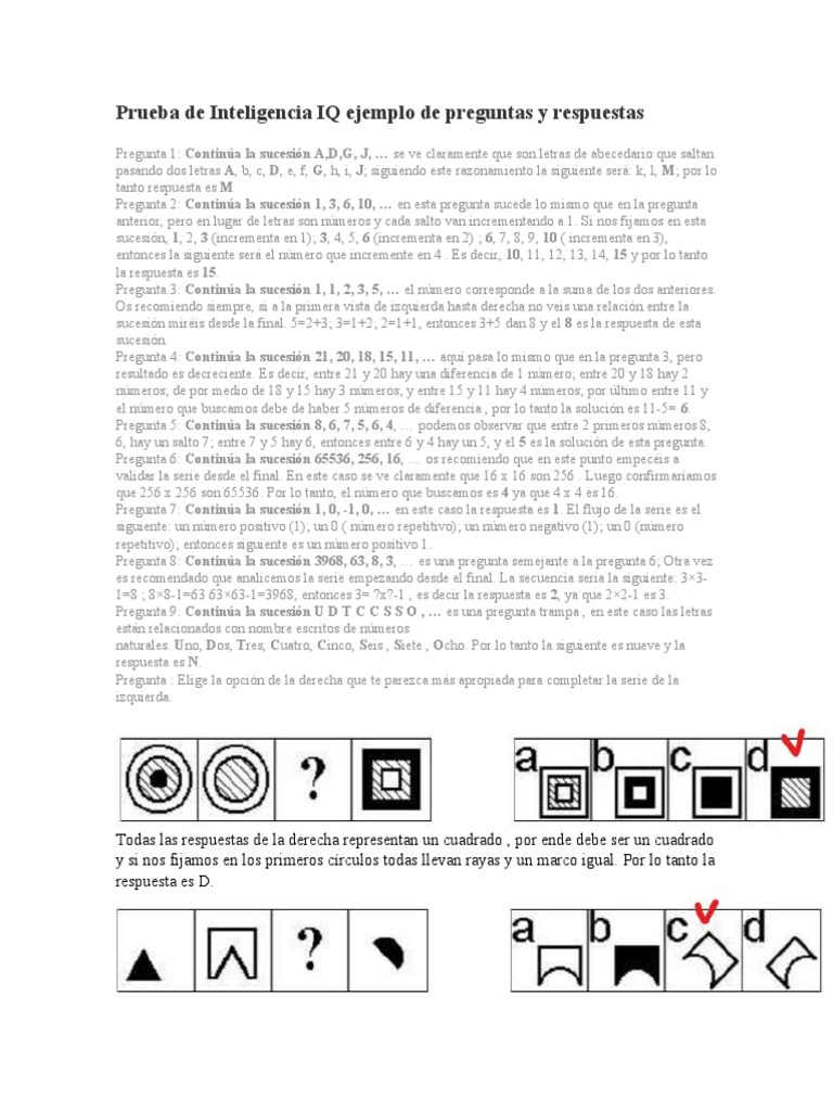 Ejemplo de Prueba de IQ con Respuestas | PDF | Matriz (Matemáticas)