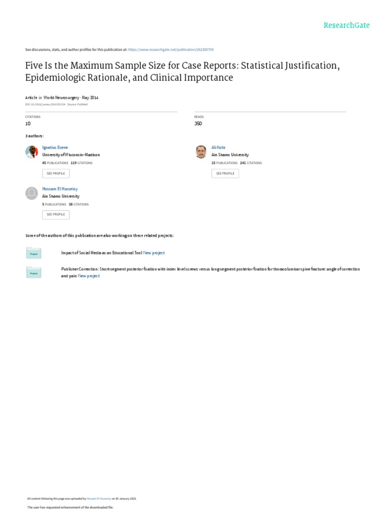 Five Is The Maximum Sample Size For Case Reports: Statistical ...