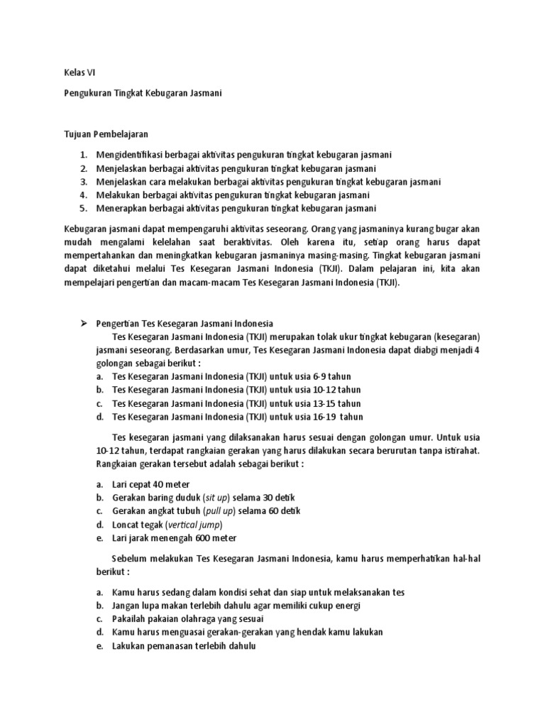 Pengukuran Tingkat Kebugaran Jasmani Pdf