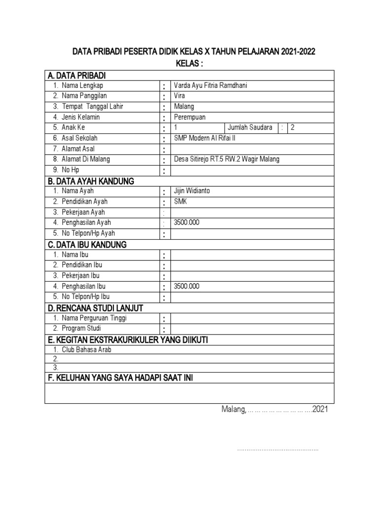 Format data siswa new pdf kesehatan holistik