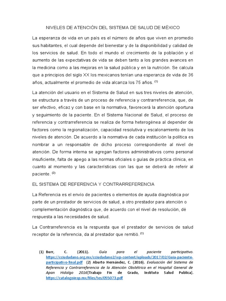 Niveles de Atención en Salud en México | PDF | Hospital | Ciencias de ...
