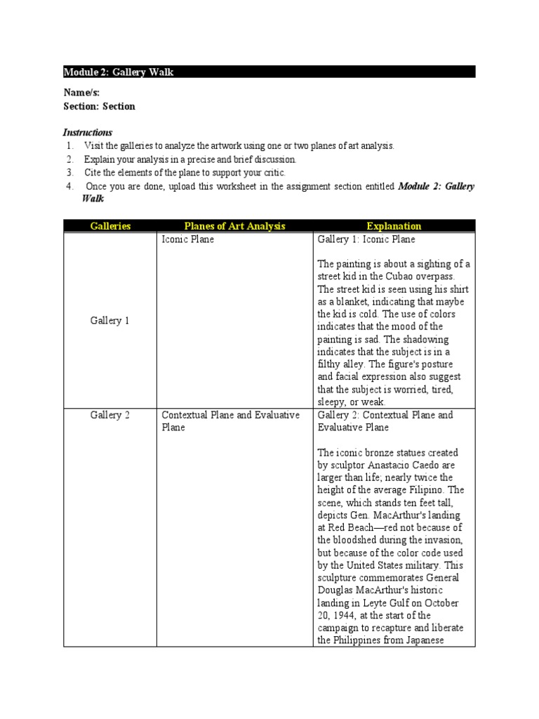 Name/s: Section: Section: Module 2: Gallery Walk | PDF