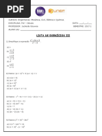 LISTA III Pre Calculo - Fatoracao e Produtos Notaveis - 26 02 2017