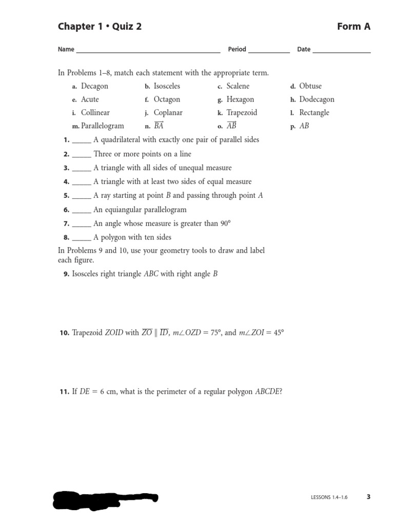 Geometry Quiz 2 PDF Rectangle Triangle